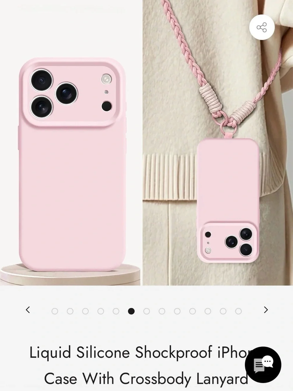 iPhone 16 Pro case & lanyard in soft, light ballet pink, NWT never used